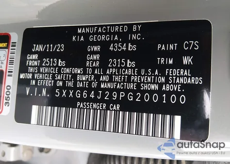 2023 Kia K5 Gt-Line z USA, uszkodzony, nr VIN 5XXG64J29PG200100